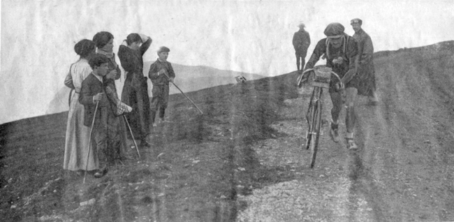 Firmin Lambot crest the Aubisque in the 1913 Tour