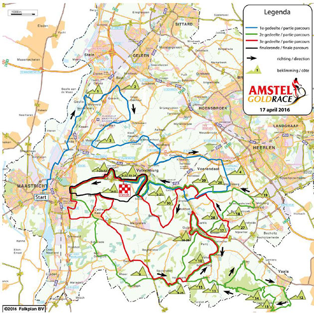 2016 Amstel Gold Race map