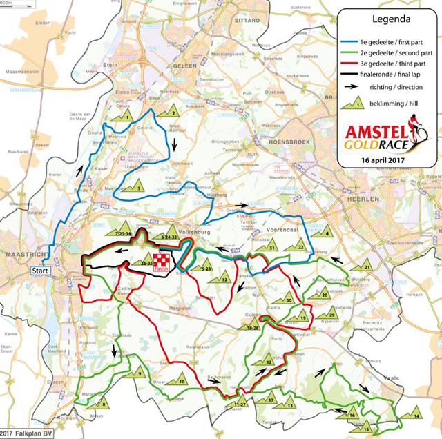 2017 Amstel Gold Race map