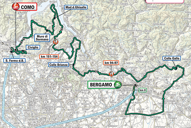 2020 Tour of Lombardy map