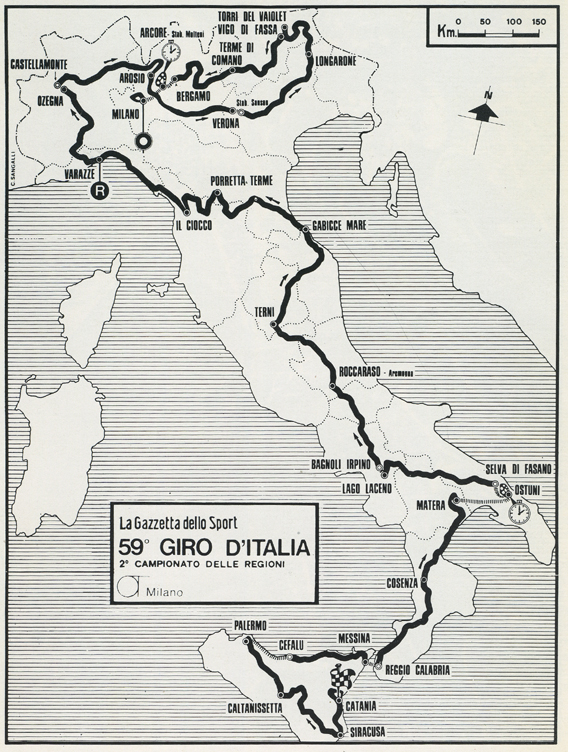 1976 Giro d'Italia race map