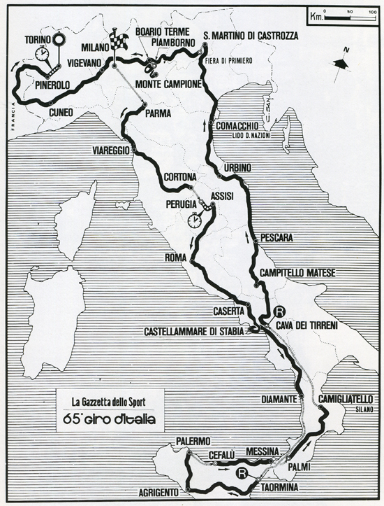 1982 Giro d'Italia map