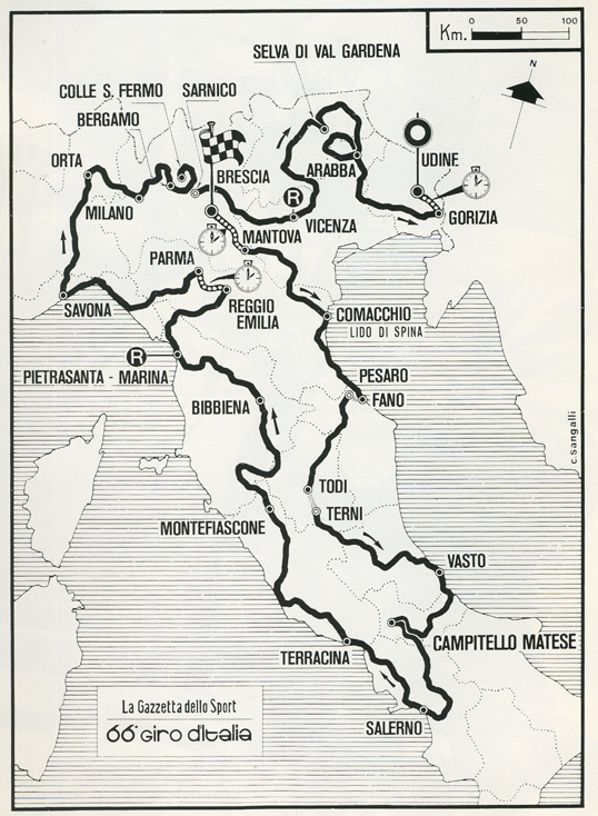 1983 Giro d'Italia map