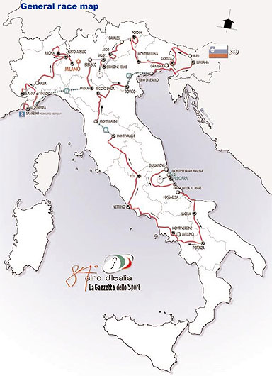 Giro d'Italia map