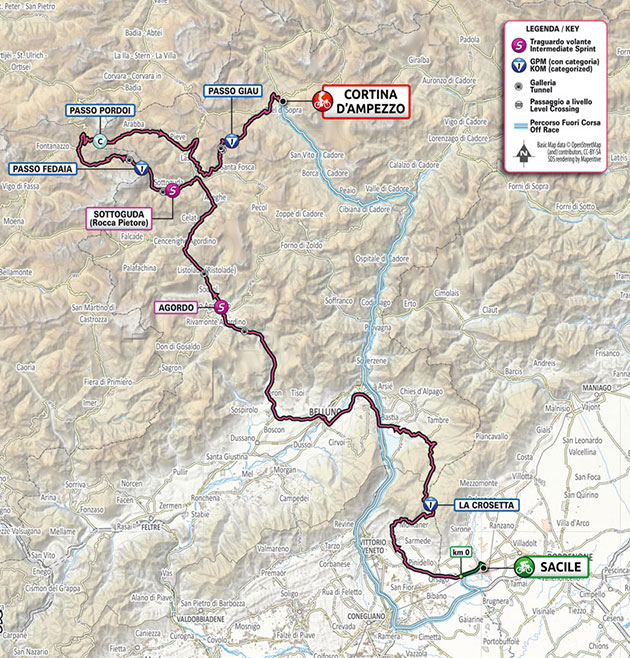 Giro stage 16 map