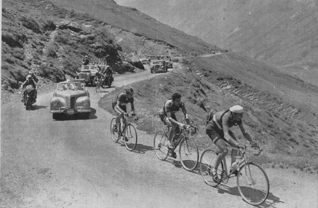 1951 Tour de France, stage 14: Coppi leads Raphaël Géminiani and Hugo Koblet