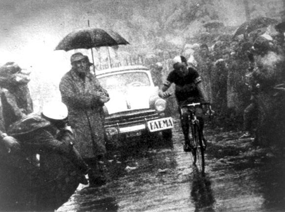 Charly Gaul on Monte Bondone in the 1956 Giro d'Italia