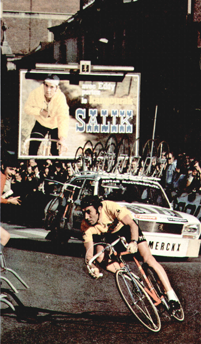 Eddy Merckx rides the 1975 Tour de France prologue