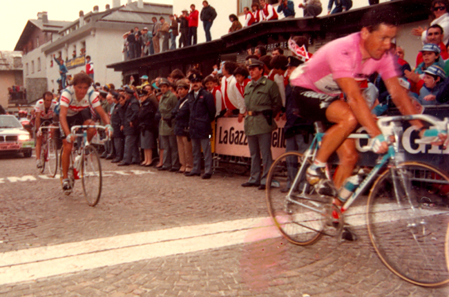 Roche finishes stage 19 of the 1987 giro d'Italia