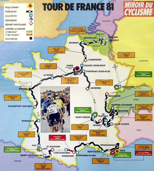 1981 Tour route map