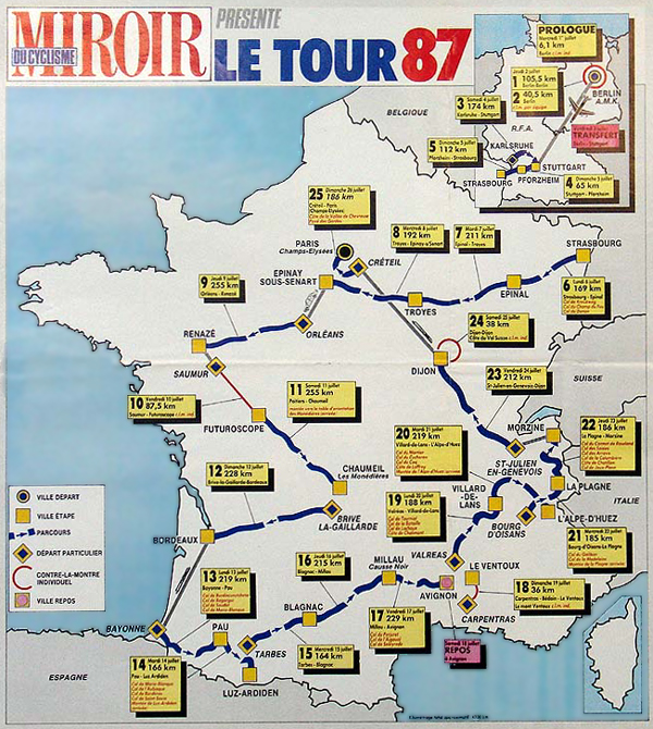 !987 Tour de France map