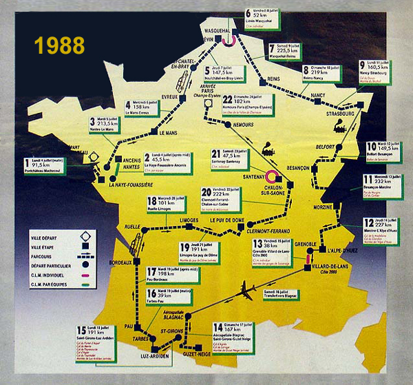 1988 Tour de France map