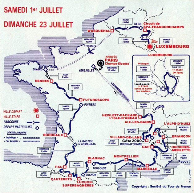 1989 Tour de France map