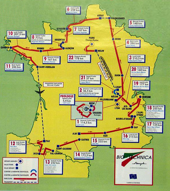 1991 Tour map