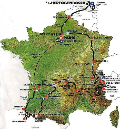 1996 Tour de France map