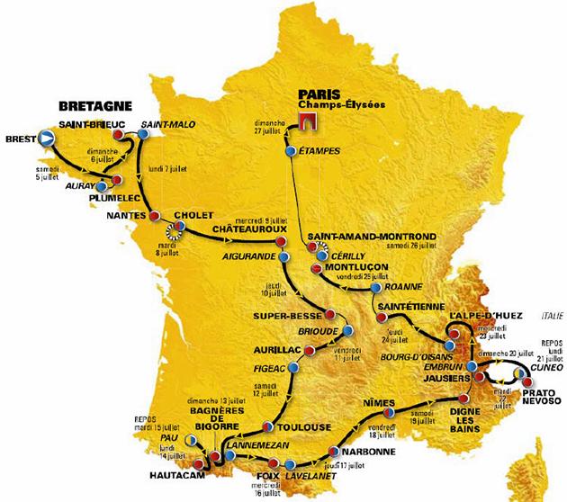 2008 Tour de France map