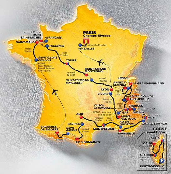 2013 Tour de France map