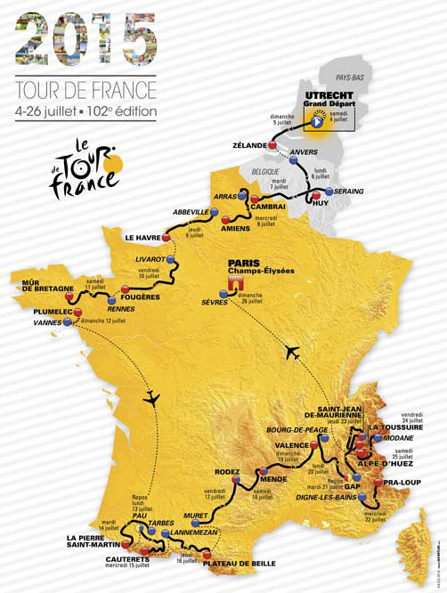 2015 Tour de France map