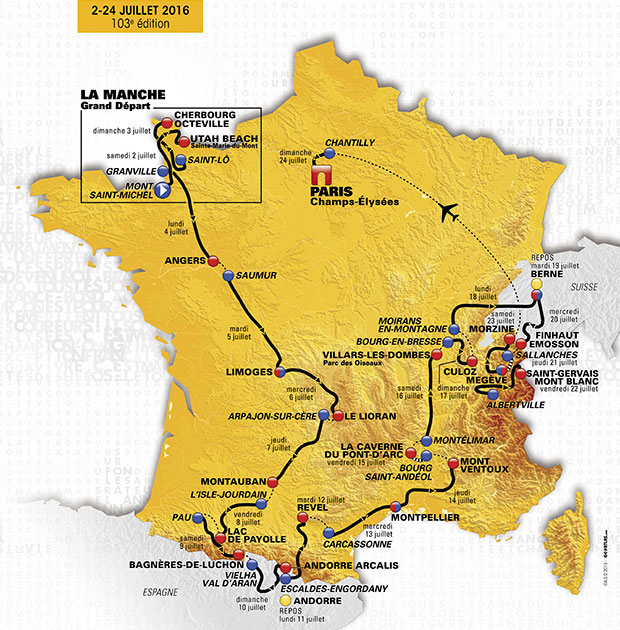 2016 Tour de France map