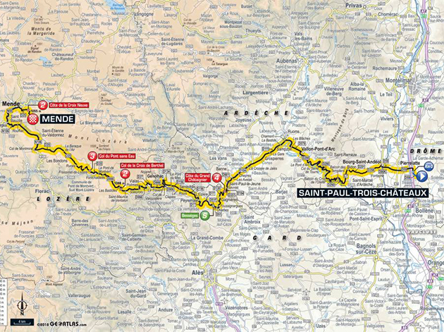 2018 Tour de france stage 14 map