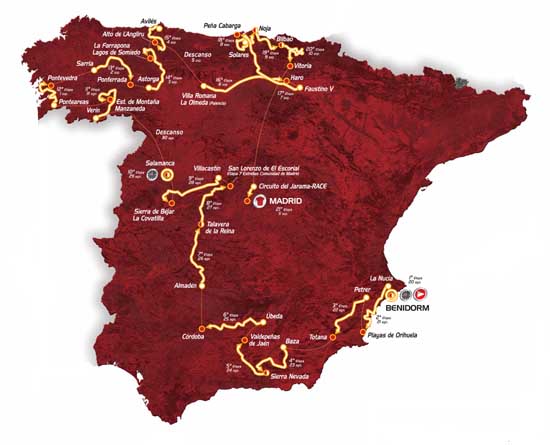 2011 Vuelta route map