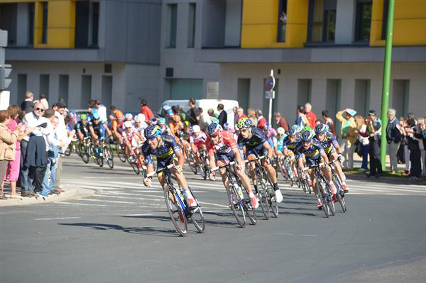 Michael Morkov and Matteo Tosatto lead the peloton