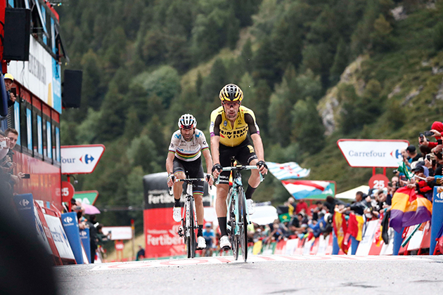 Primoz Roglic and Alejandro Valverde finished 48 seconds after Pogacar