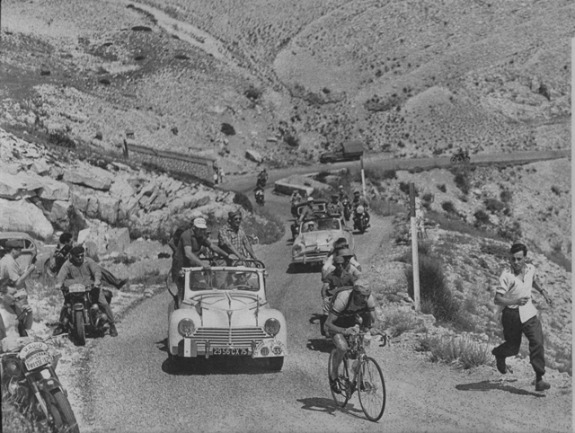 Louison Bobet climbing Mont Venoux in the 1955 Tour de France