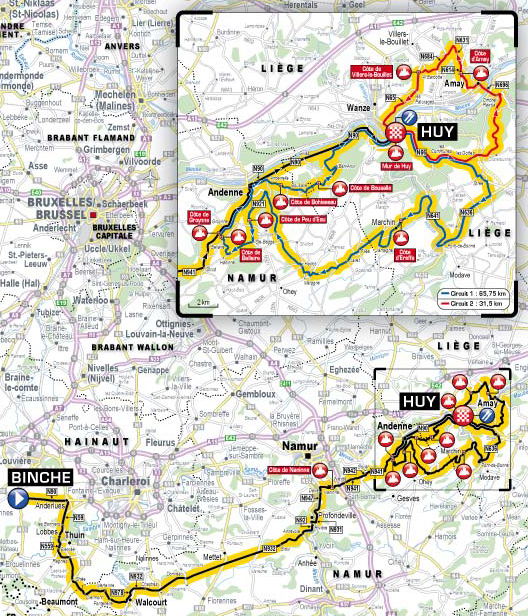 2013 Flèche Wallone map