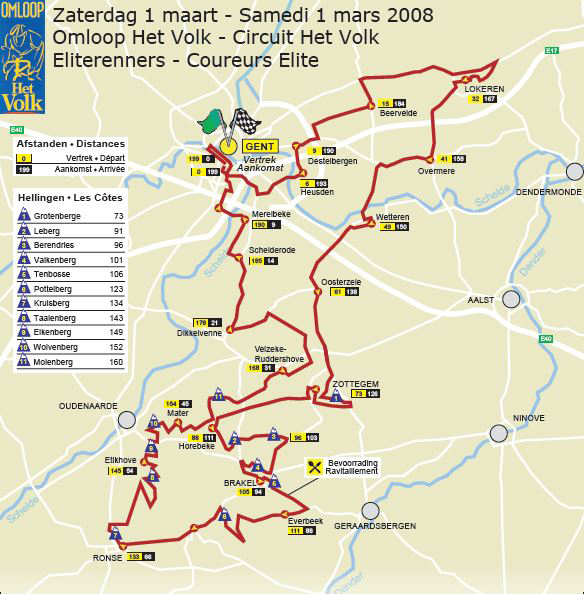 2008 Omloop Het Volk map
