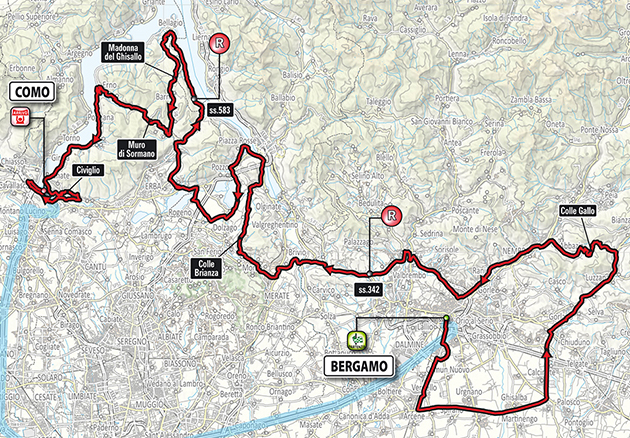 2018 Tour of Lombardy map