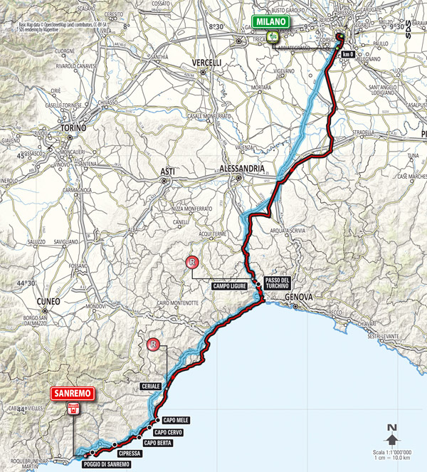 2014 Milano-San Remo map