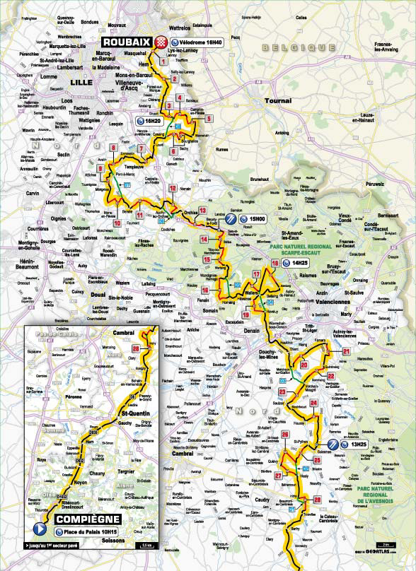 2014 Paris-Roubaix course map