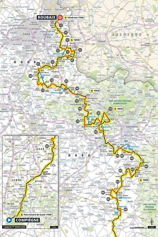 2021 PAris-Roubaix map