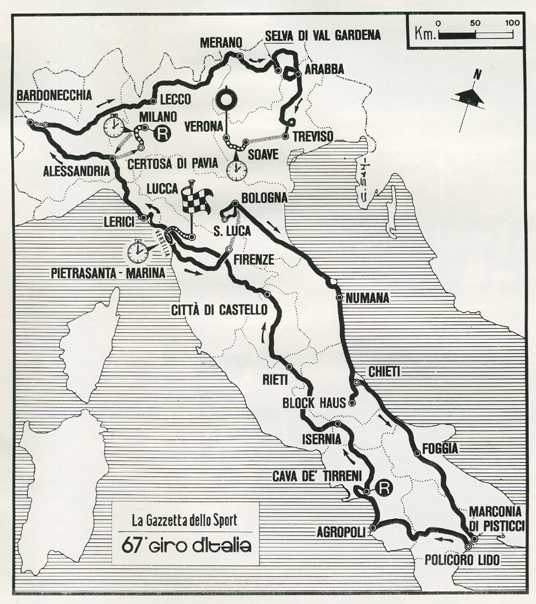 1984 Giro d'Italia race map