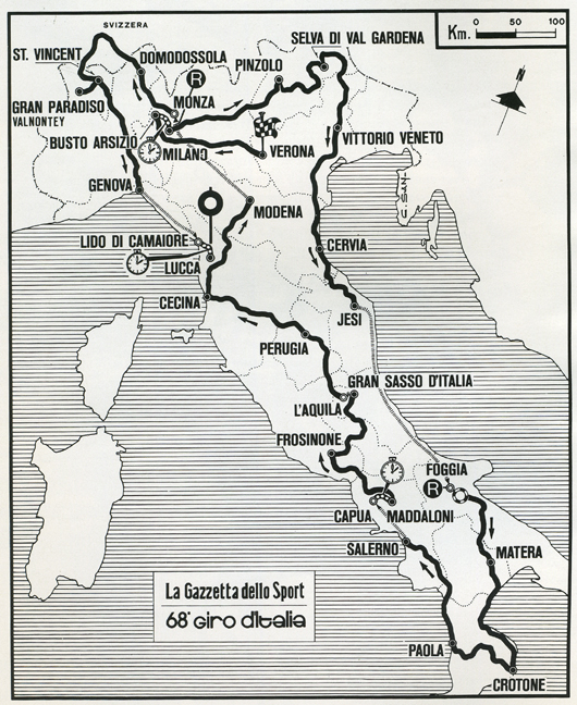 1985 giro d'Italia map
