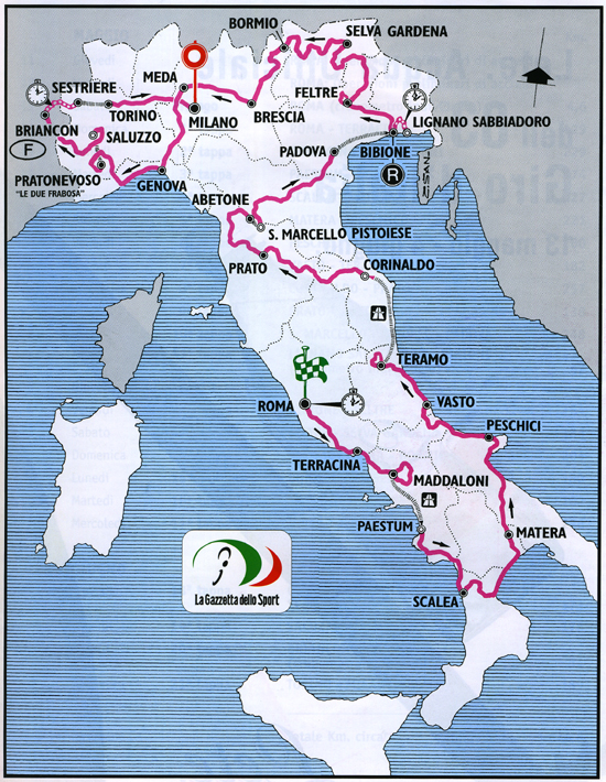 map of 2000 Giro d'Italia