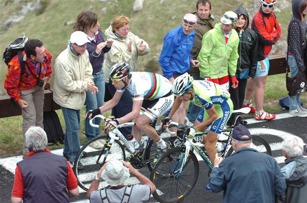 Evans and Nibali on on the climb