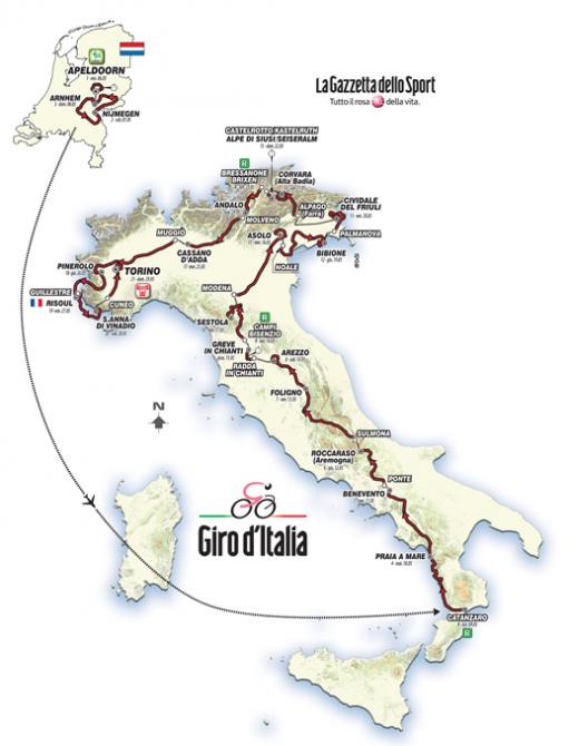 2016 Giro d'Italia map
