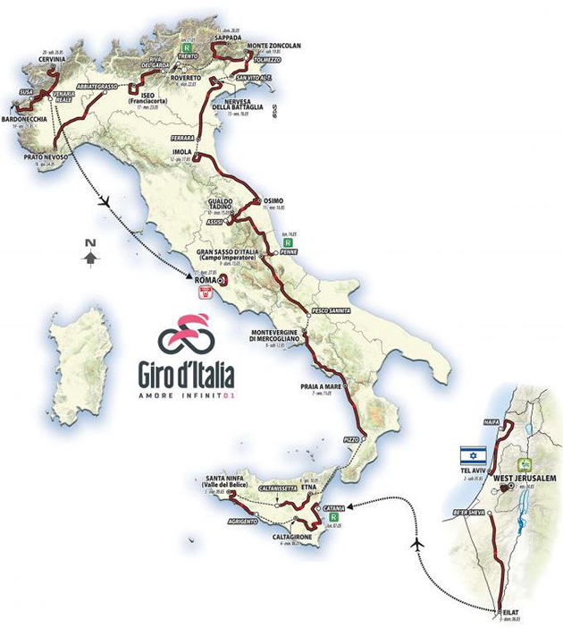 2018 Giro d'Italia map
