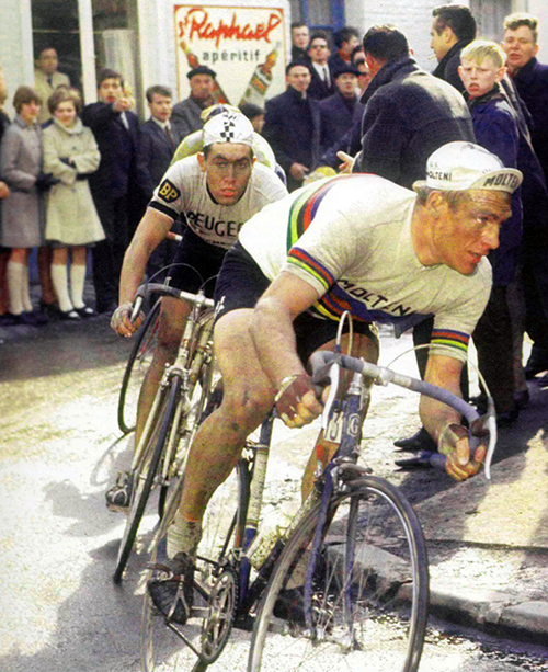 Rudi Altig and Eddy MErckx at the 1967 Paris-Roubaix