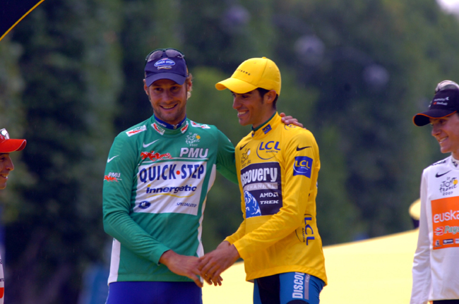 Alberto Contador and Tom Boonen