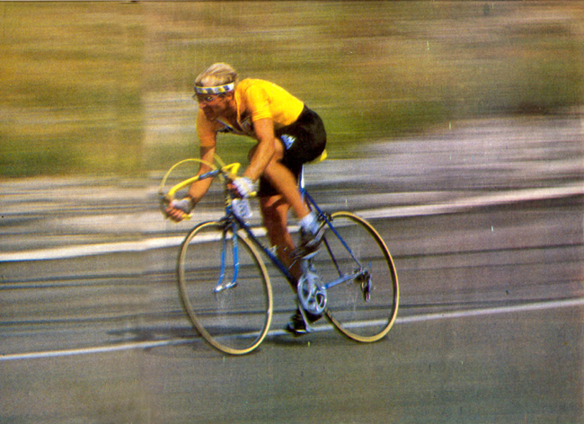 Fignon winning the final time trial stage of the 1983 Tour de France