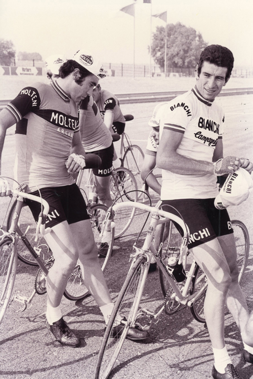 Merckx and Ginodi at the 1973 Circuiti di Santamonica
