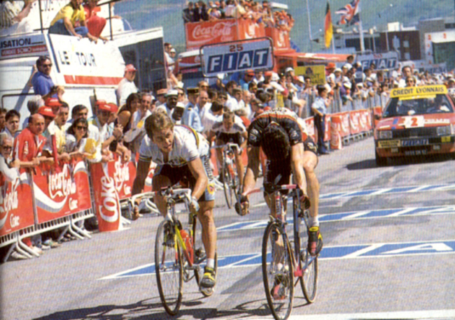 Bugno just beata LeMond in stage 11 of the 1990 Tour