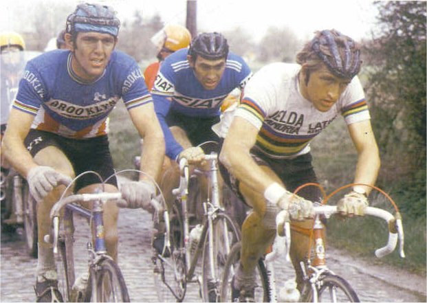 Maertnes racing with de Vlaeminck and Merckx