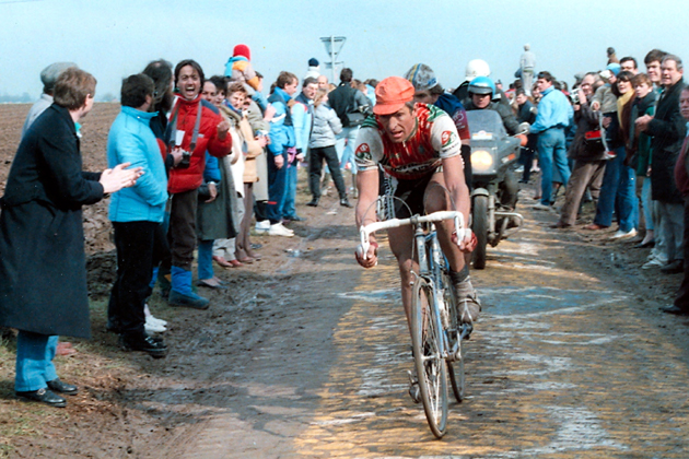 Francesco Moser races Paris-Roubaix in 1986