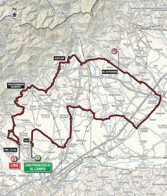 2015 Giro del Piemonte map