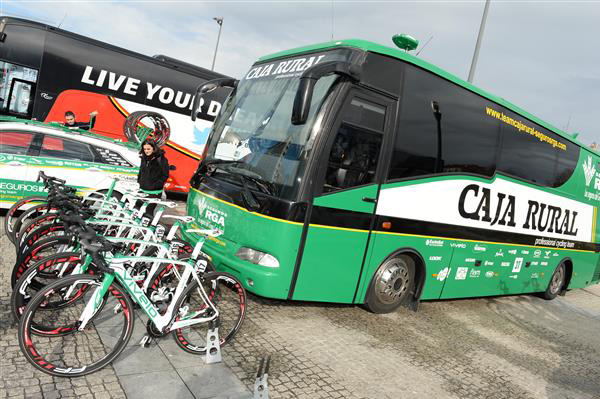 Caja Rural's bus and bikes