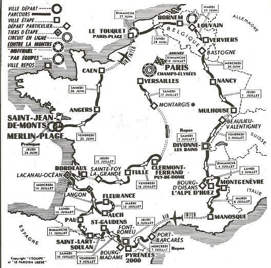 1976 Tour de France map